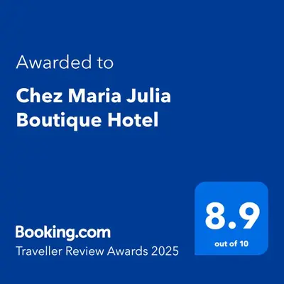 a screenshot of a cell phone with the text upgraded to chicago marina j at Chez Maria Julia Boutique Hotel in Praia