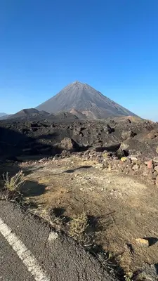 a mountain in the middle of a desert with a road at Casa Adriano & Filomena Montrond in Portela
