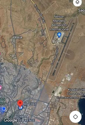 a map of my flat with a red dot at My Flat 0 in Praia