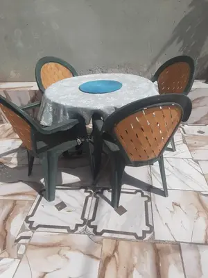 a metal table with two chairs around it at Casa Tota in Assomada