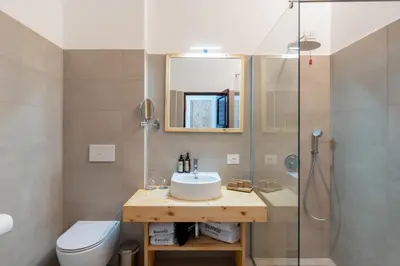 a bathroom with a sink and a shower at Barceló Marine Boa Vista - Adults Only in Sal Rei