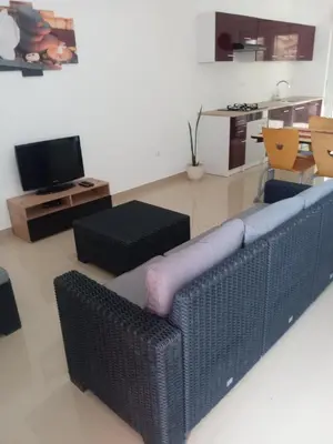 a living room with a couch and a television at Casa Larinha in Ponta do Sol
