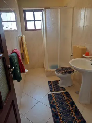 a bathroom with a shower and a toilet and a sink at Appartamento Gianni in Santa Maria