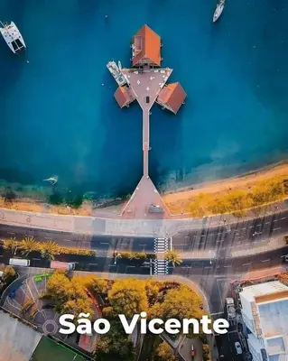 an aerial view of a cross on a road at Boa Mindelo Azul in Mindelo
