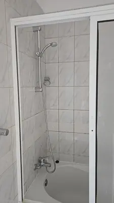 a bathroom with a shower with a bath tub at A1-5101- 3 Bedroom Seaview Apartment in Cape Verde in Sal Rei