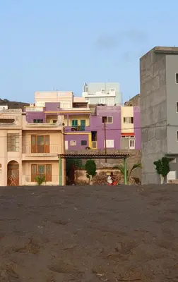 a group of buildings in a city at Residência Alto Saco, Double room with private bathroom in Tarrafal