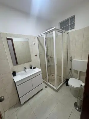 a bathroom with a shower and a sink and a toilet at Paz, Tranquilidade e Conforto in Espargos