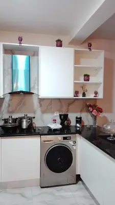 a kitchen with a stove and a dishwasher at Sal Blue Apartment in Santa Maria