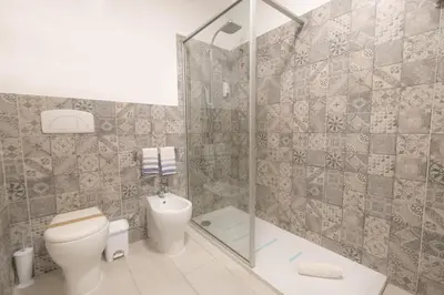 a bathroom with a toilet and a shower at Sobrado Boutique Hotel in Santa Maria