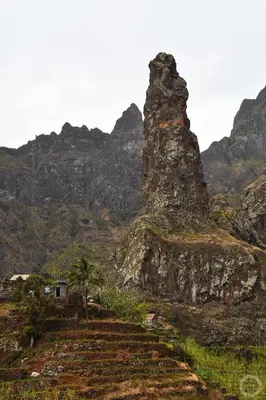 a rock formation on the side of a mountain at casa xoxo in Ribeira Grande