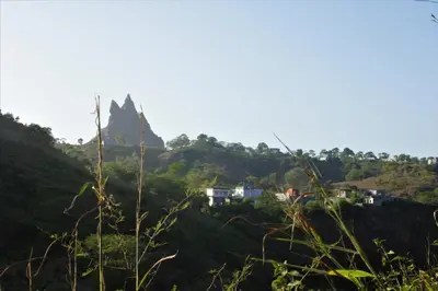 a view of a hill with a castle in the distance at Casa Pé di Polon holiday home in Picos