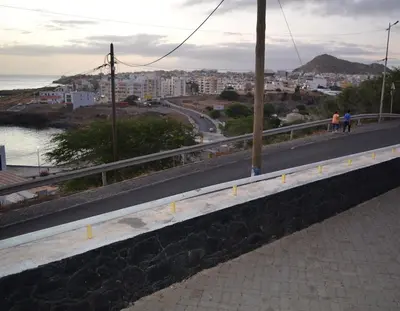 a bridge with a view of a city at Domingas in Praia