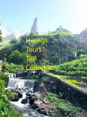 a waterfall with the words hiking tours tour taxi collectico at Pousada do Ceu in Paul