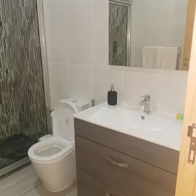 a bathroom with a toilet and a sink at Ellen Apartamento T0 - Inforsal in Espargos