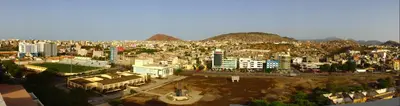 an aerial view of a city with buildings at Hotel Praia Confort in Praia