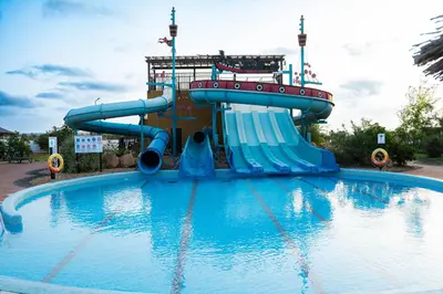 a water slide in a swimming pool at Casa Cubada in Santa Maria