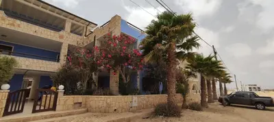 a house with palm trees in front of it at Blu Shell - Ca' Greta in Sal Rei